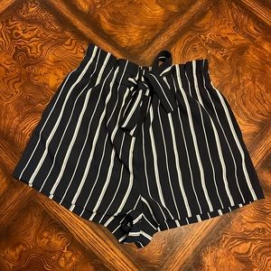 Navy blue & white paper bag shorts